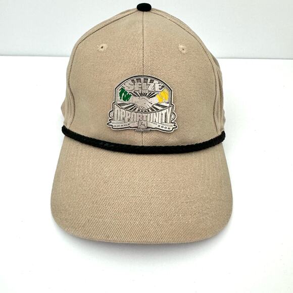 John Deere Pewter Logo y2k Beige Vintage Baseball Hat - Picture 1 of 6
